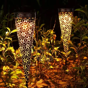 Metal Solar Lights for Outdoor Garden Warm White Solar Garden Lights,