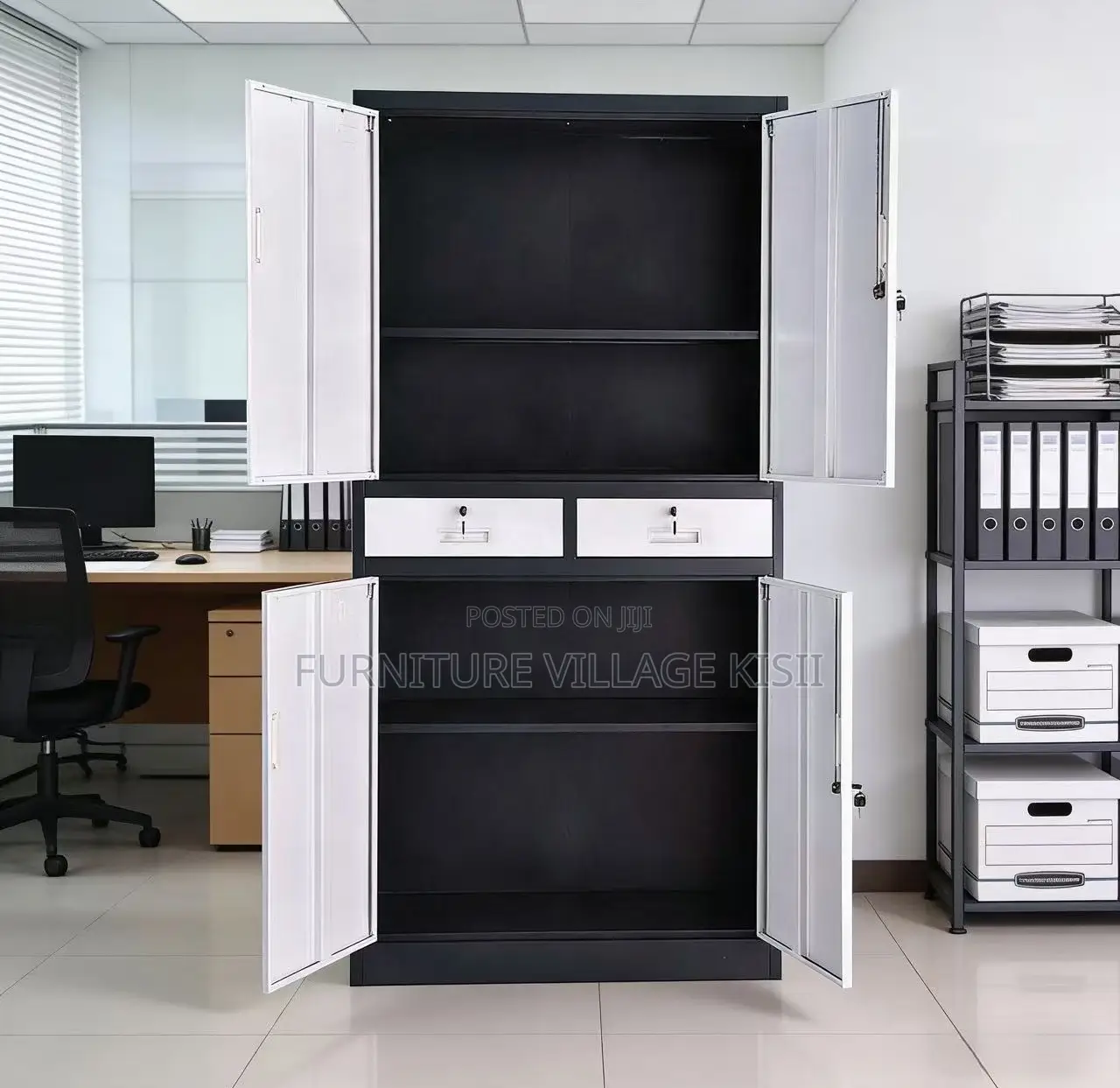 Office Furniture: 4-Door Metallic Office Cabinets