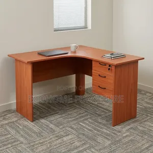 Office Desk – L-Shaped Executive Workstation With Drawers