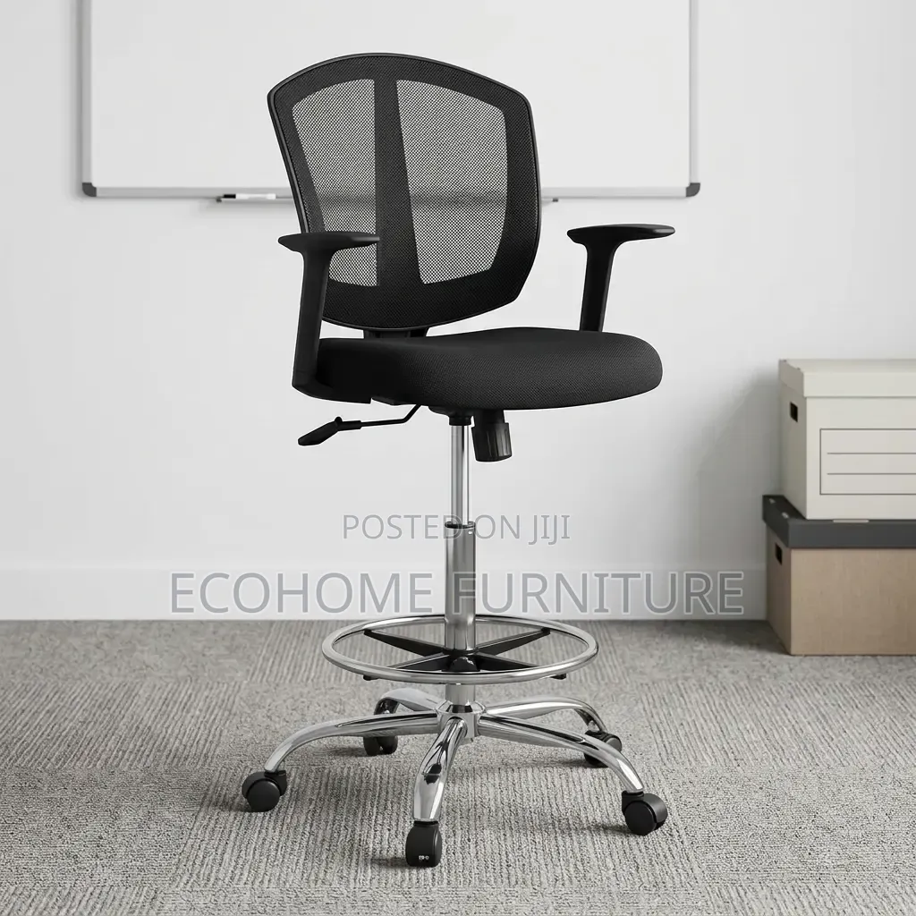 Office Chair – Adjustable Mesh High Stool With Footrest