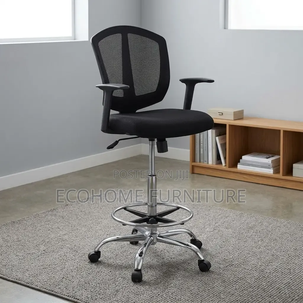 Office Chair – Adjustable Mesh High Stool With Footrest