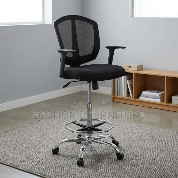 Office Chair – Adjustable Mesh High Stool With Footrest - thumbnail 2