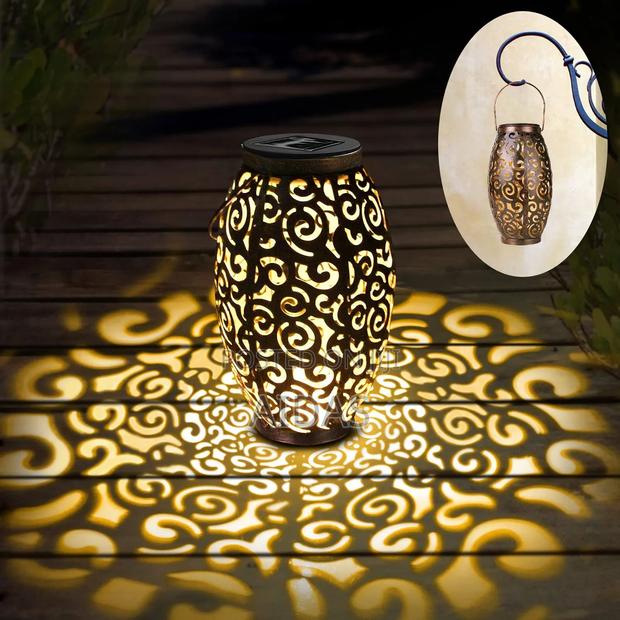 Solar LED Light Outdoor Hanging Lantern Garden With Handle Retro