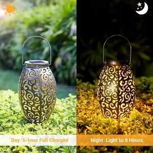 Solar LED Light Outdoor Hanging Lantern Garden With Handle Retro