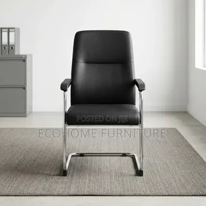 Visitor Chair – Black Leather Office Chair With Chrome Frame