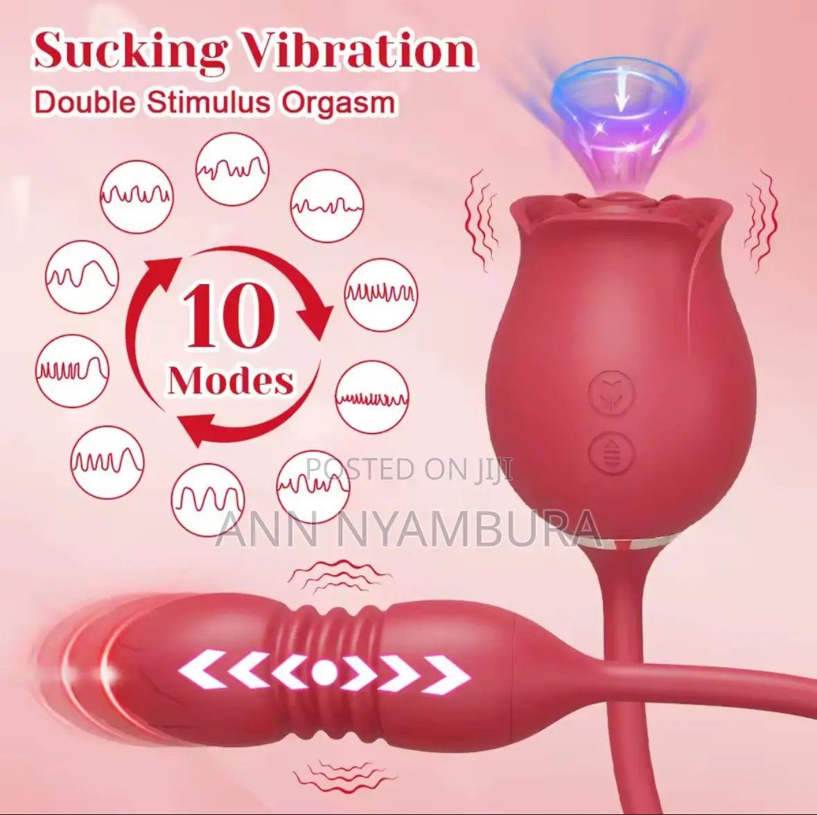 2in1 Rose Dildo Vibrating Stimulation Clitoral Sucking Toy