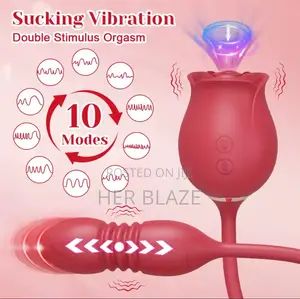 2in1 Rose Dildo Vibrating Stimulation Clitoral Sucking Toy