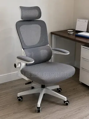 Ergonomic Office Chair With Headrest – Grey High Back Mesh Chair