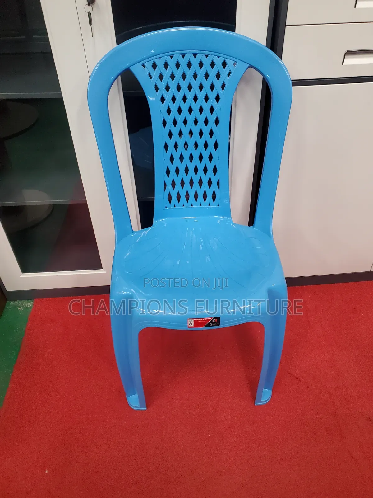 Lattice-Back Plastic Armless Chair