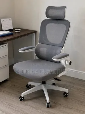 Ergonomic Office Chair With Headrest – Grey High Back Mesh Chair
