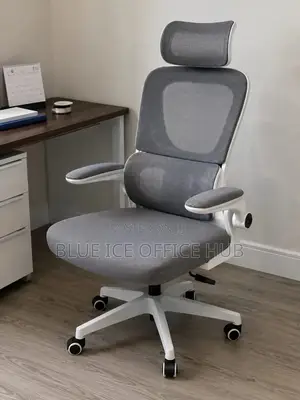 Ergonomic Office Chair With Headrest – Grey High Back Mesh Chair