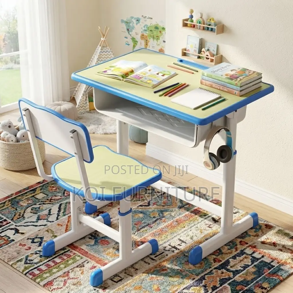 Home Desk; Adjustable Study Desk Chair Set With Drawer