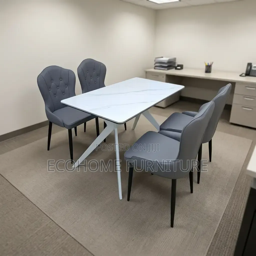 Dining Table – 4 Seater Modern Marble Finish Table Set