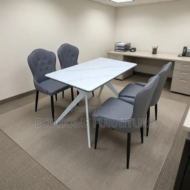 Dining Table – 4 Seater Modern Marble Finish Table Set
