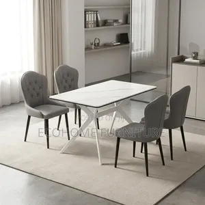 Dining Table – 4 Seater Modern Marble Finish Table Set