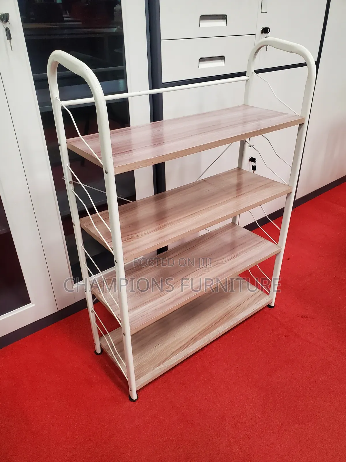 4-Tier Wood and Metal Shoe Rack