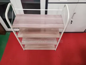 4-Tier Wood and Metal Shoe Rack
