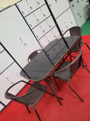 5-Piece Outdoor Set With Tempered Glass Top Table