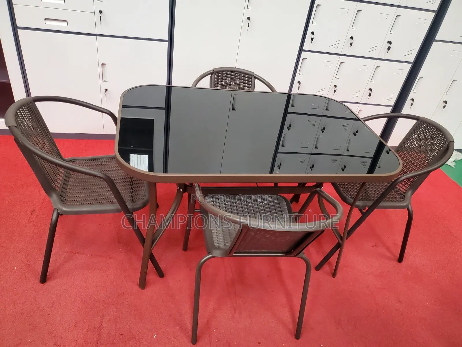 5-Piece Outdoor Set With Tempered Glass Top Table