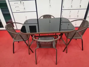 5-Piece Outdoor Set With Tempered Glass Top Table