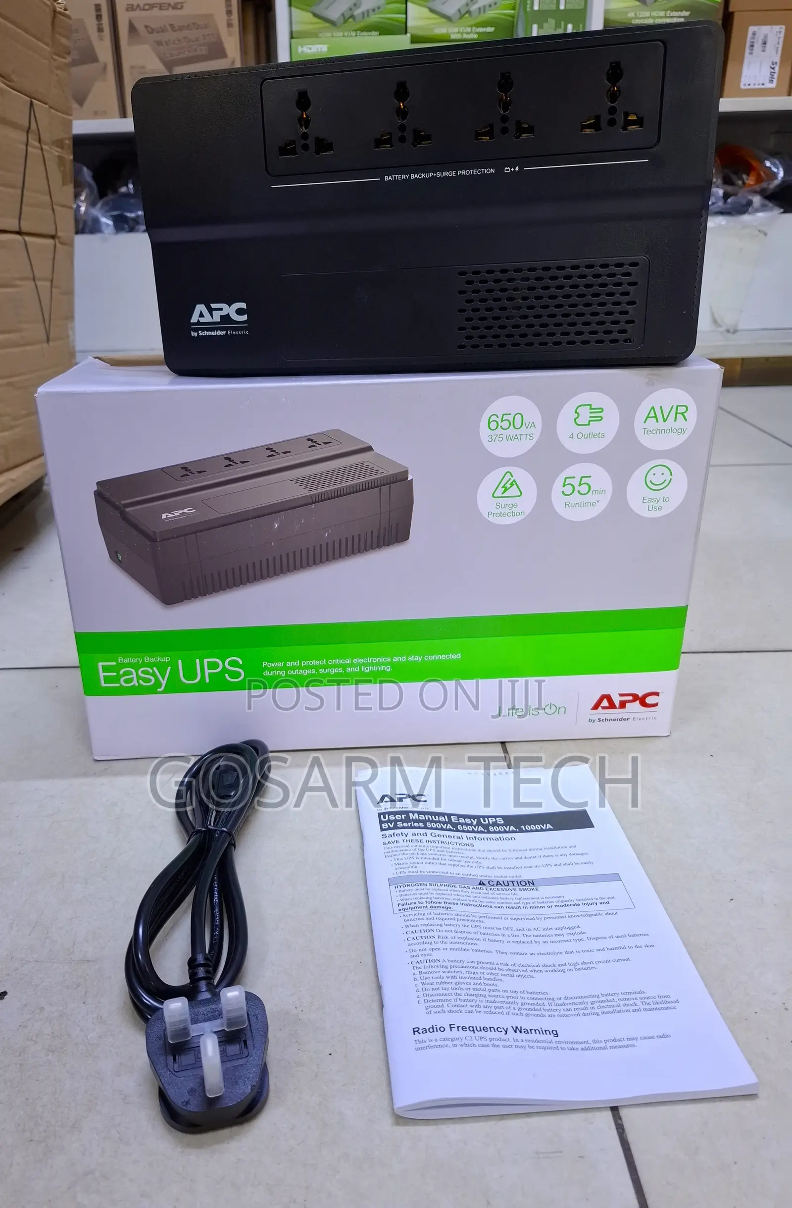 APC 650VA Uninterruptible Power Supply (UPS) Power Backup With AVR