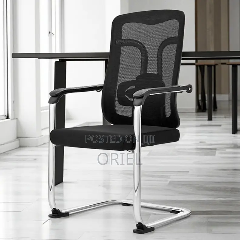 Office Chair : Chrome Sled-Base Office Waiting Chair