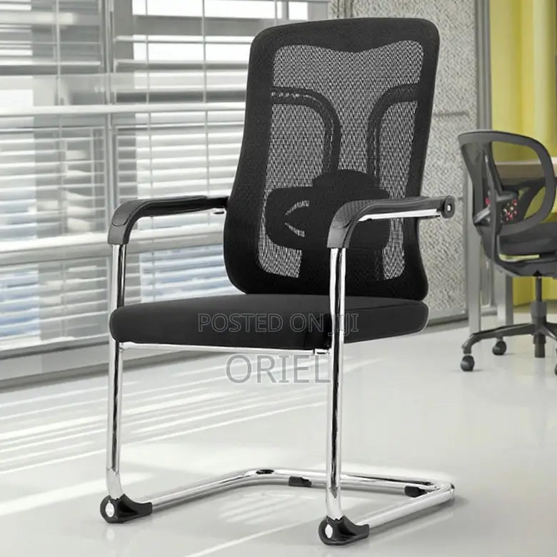 Office Chair : Chrome Sled-Base Office Waiting Chair
