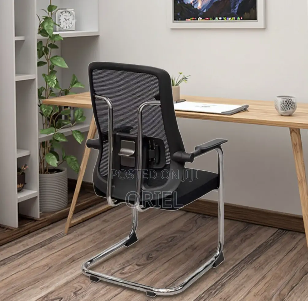 Office Chair : Chrome Sled-Base Office Waiting Chair