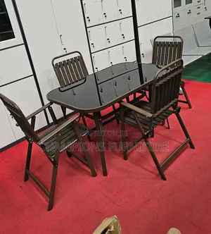 5-Piece Brown Metal and Glass Outdoor Patio Set
