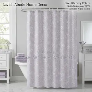 Floral Grey PEVA Shower Curtain – Waterproof Bathroom Curtain