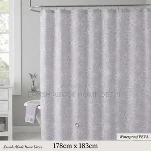 Floral Grey PEVA Shower Curtain – Waterproof Bathroom Curtain