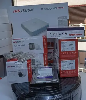 4 Camera Hikvision CCTV Kit With DVR, Cables Accessories