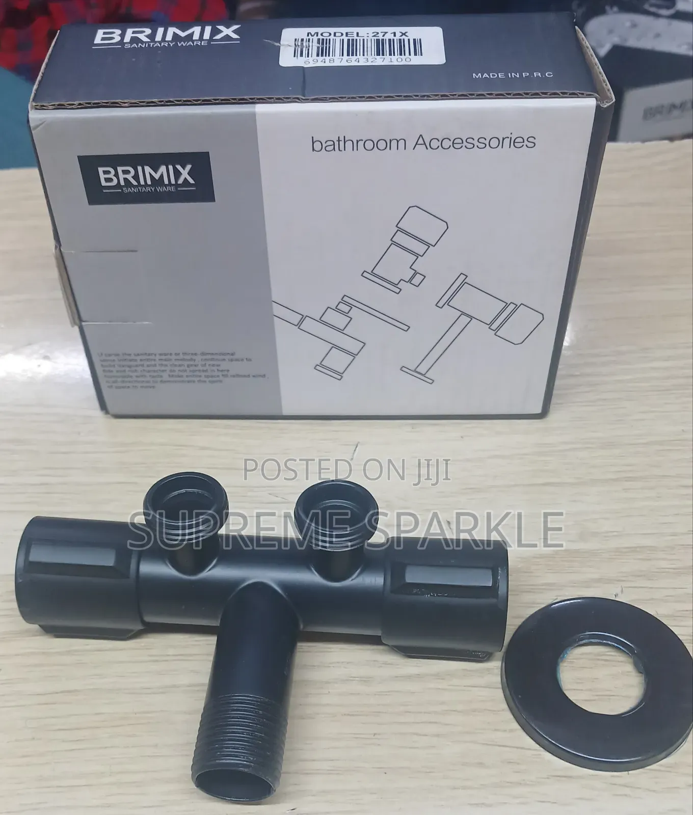 Brimix 271X Matte Black Double Outlet Angle Valve (1/2" Thread Size).