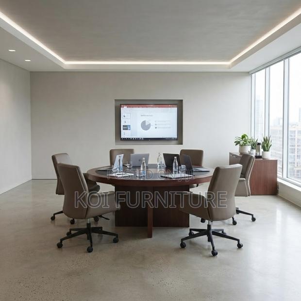 Office Table; 1200mm Round Mahogany Executive Boardroom Table