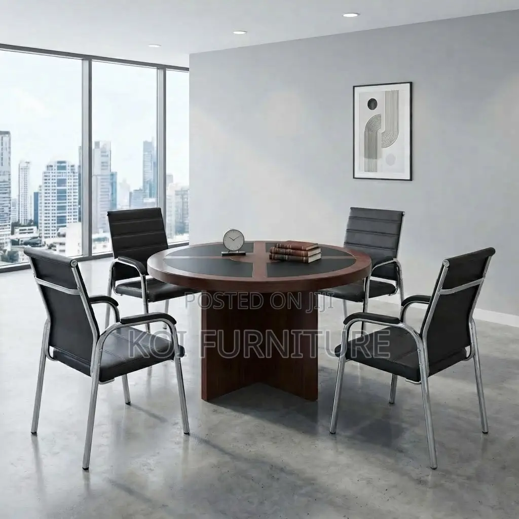 Office Table; 1200mm Round Mahogany Executive Boardroom Table