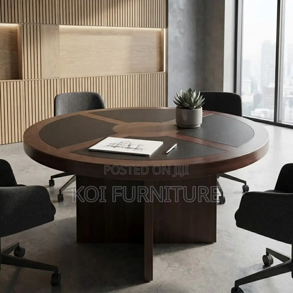 Office Table; 1200mm Round Mahogany Executive Boardroom Table