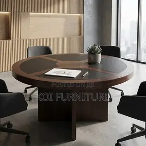 Office Table; 1200mm Round Mahogany Executive Boardroom Table