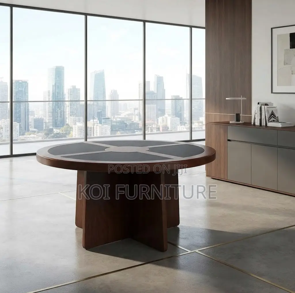 Office Table; 1200mm Round Mahogany Executive Boardroom Table