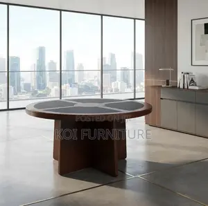 Office Table; 1200mm Round Mahogany Executive Boardroom Table