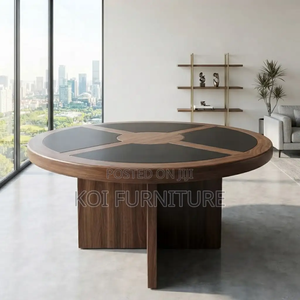 Office Table; 1200mm Round Mahogany Executive Boardroom Table