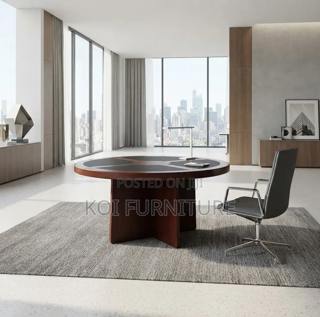 Office Table; 1200mm Round Mahogany Executive Boardroom Table
