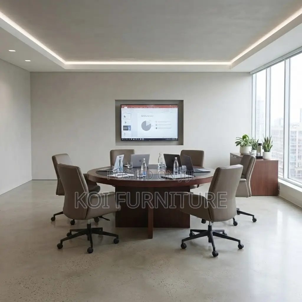 Office Table; 1200mm Round Mahogany Executive Boardroom Table