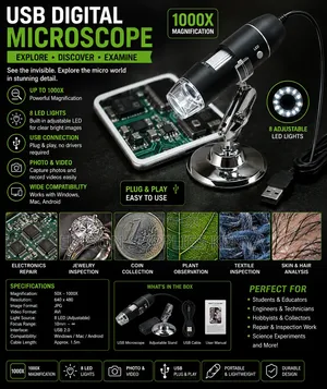 Mini USB Digital Handheld Microscope, 8 LED Wireless Endoscope Camera