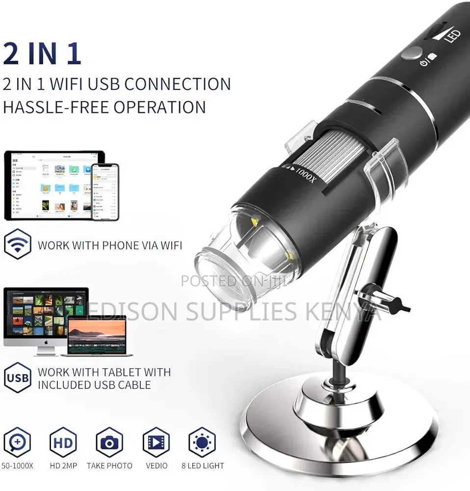 Mini USB Digital Handheld Microscope, 8 LED Wireless Endoscope Camera