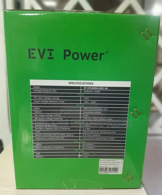 Evi 2000va / 1200w Line Interactive Ups