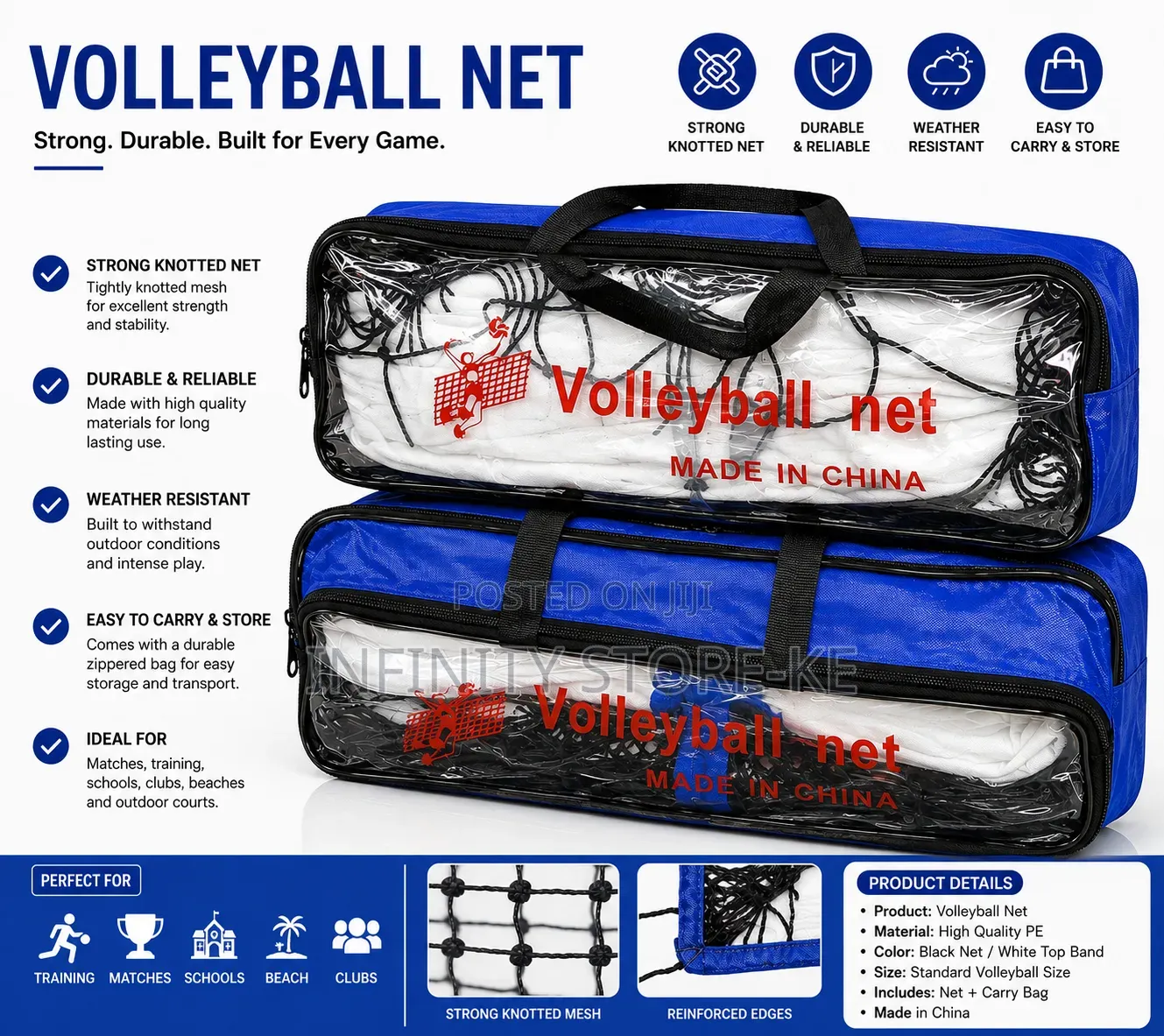 Black Volleyball Net ,Strong and Durable