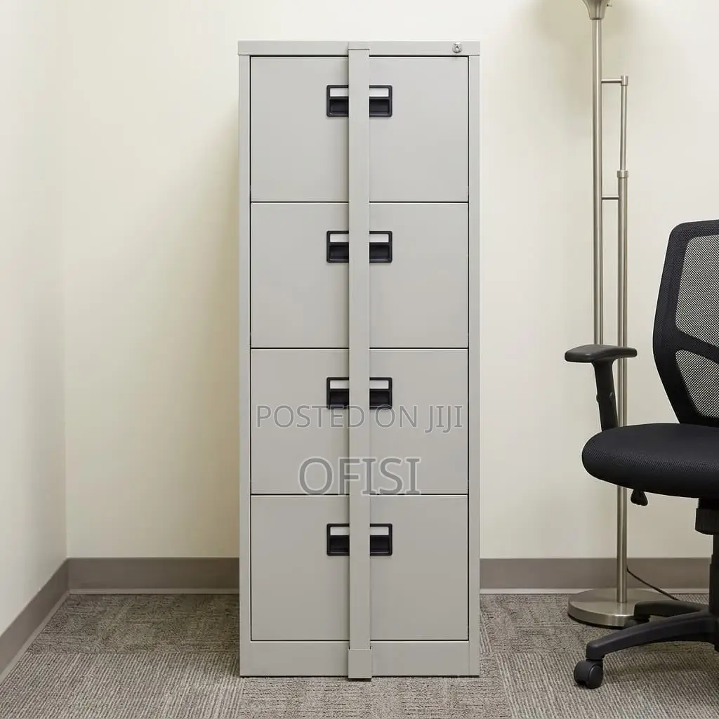 Office Cabinet : 4-Drawers Steel Filing Cabinet With Bar