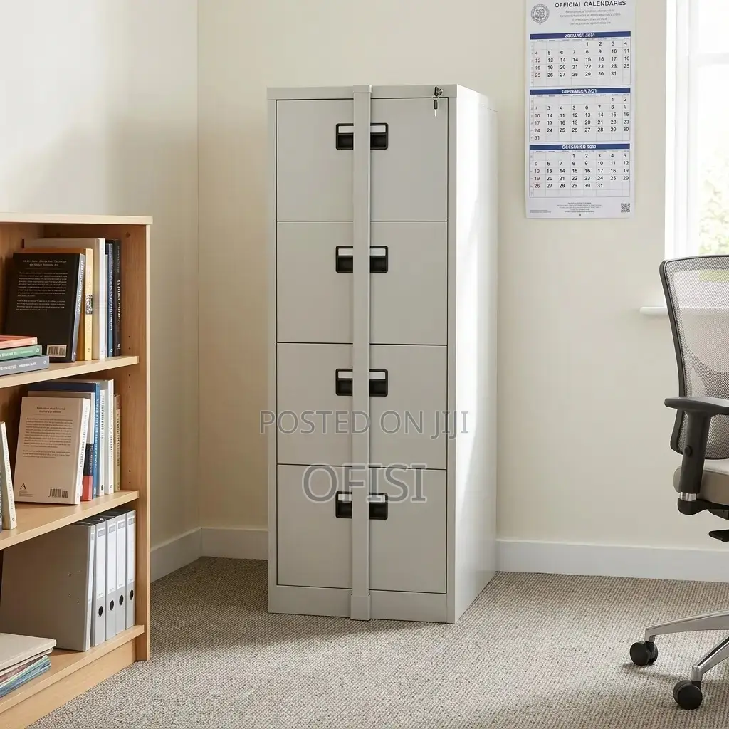 Office Cabinet : 4-Drawers Steel Filing Cabinet With Bar