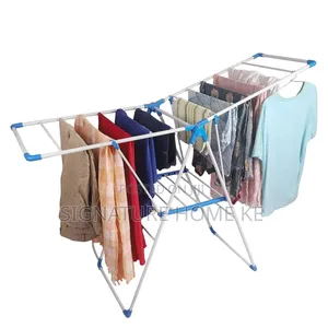Foldable Clothes Drying Rack With Hanger Rail