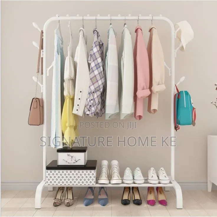 Double Pole Clothing Rack With Wheels